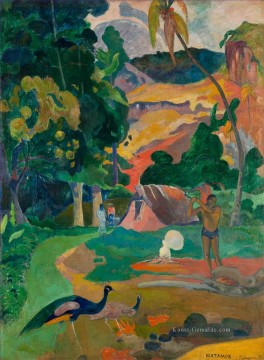 Matamoe Landschaft mit Pfaus Beitrag Impressionismus Primitivismus Paul Gauguin Ölgemälde
